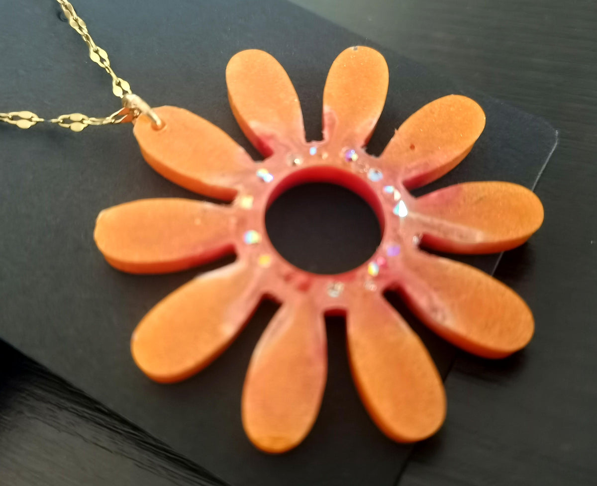 Pendentif Pendentif fleur orange et rouge
