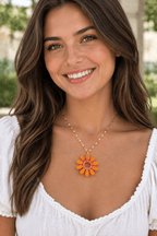 Pendentif Pendentif fleur orange et rouge