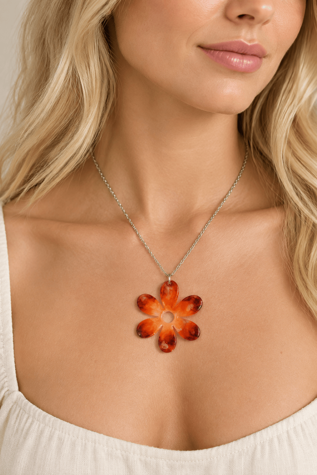 Pendentif Pendentif fleur orange