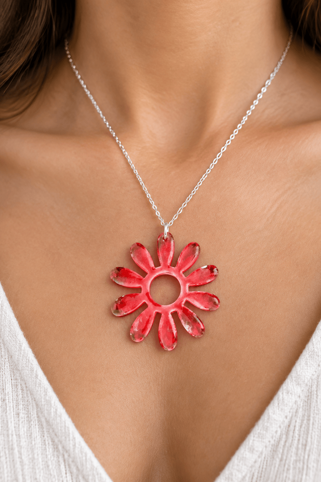 Pendentif Pendentif fleur rouge