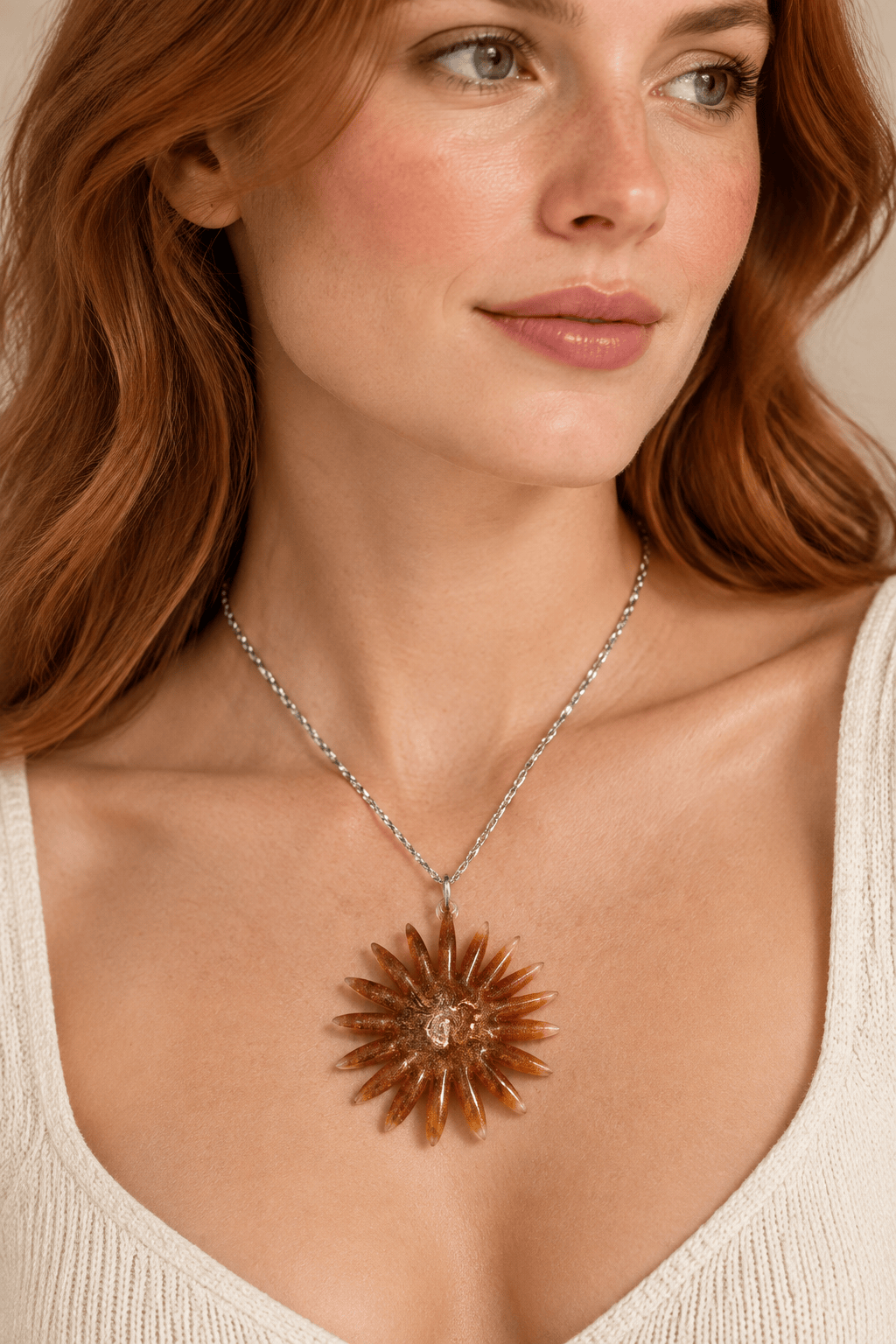 Pendentif Pendentif Soleil ambre pailleté