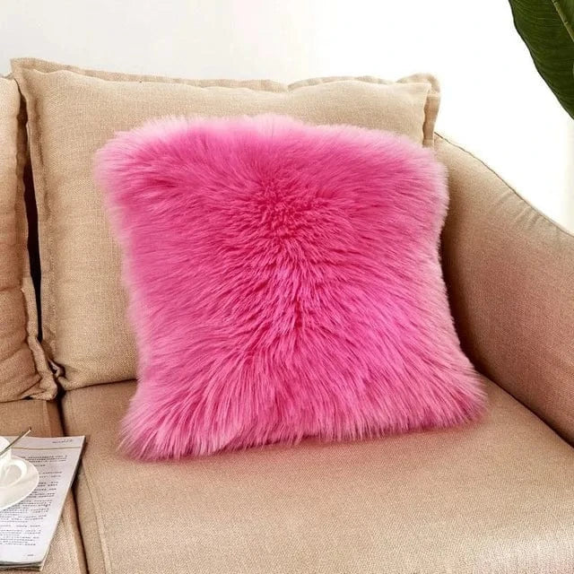 Pink / 400mm*400mm housse de coussin en fausse fourrure