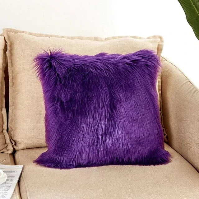 Purple / 450mm*450mm housse de coussin en fausse fourrure
