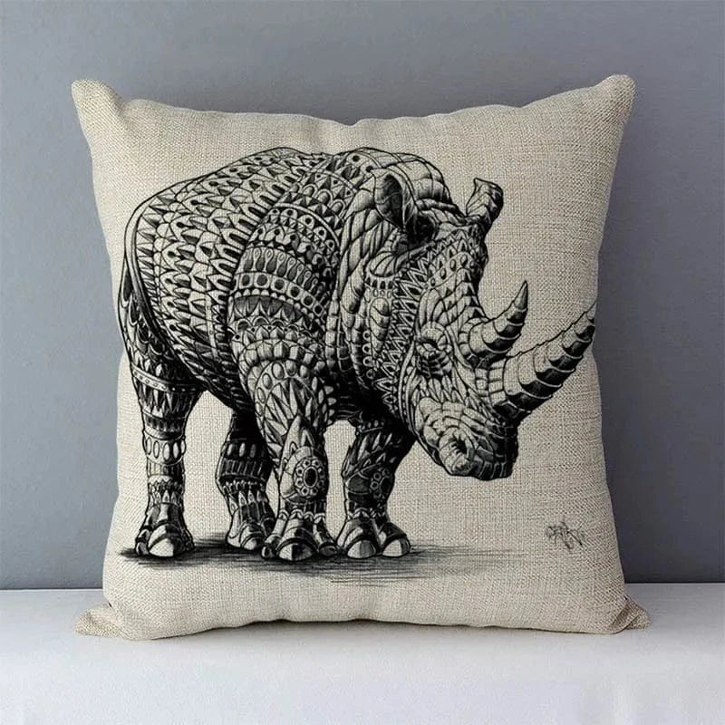 rhinocéros housse de coussin animaux