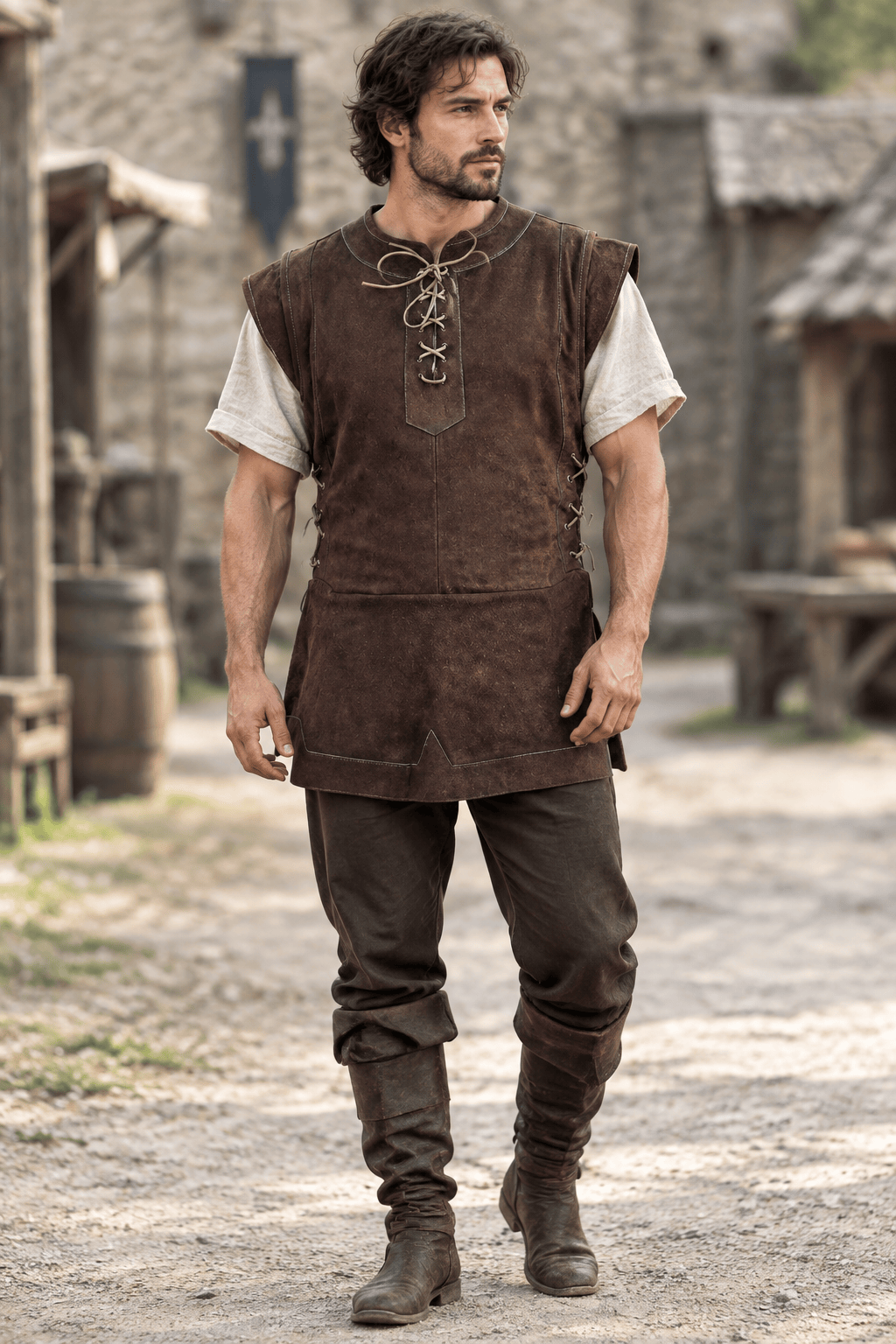 Tunique chemise viking à lacets