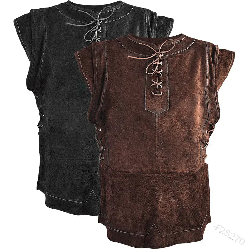 Tunique coffee / S chemise viking à lacets