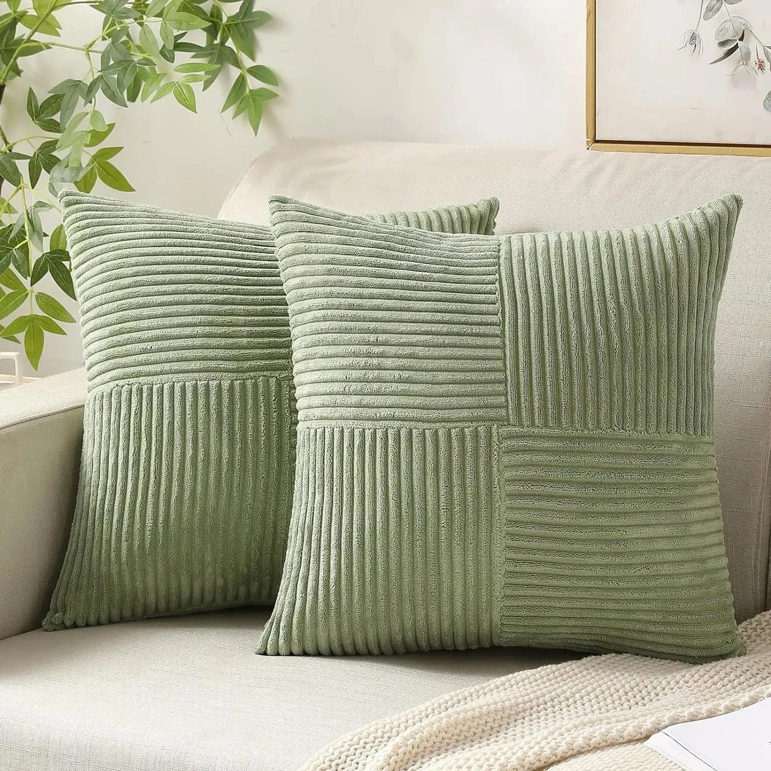 vert clair / 450mm*450mm housse de coussin velours ( 2 pièces)