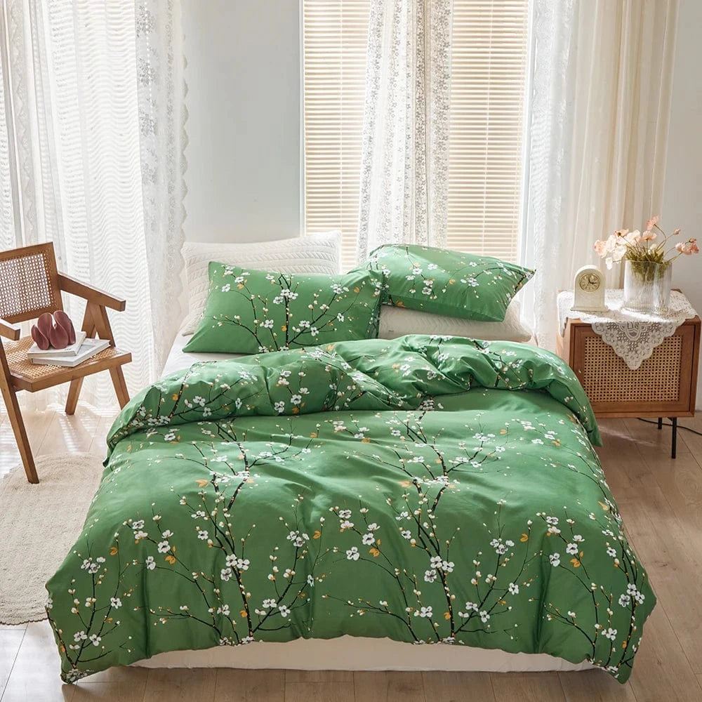 vert / single 2 pcs parure de lit "florale"