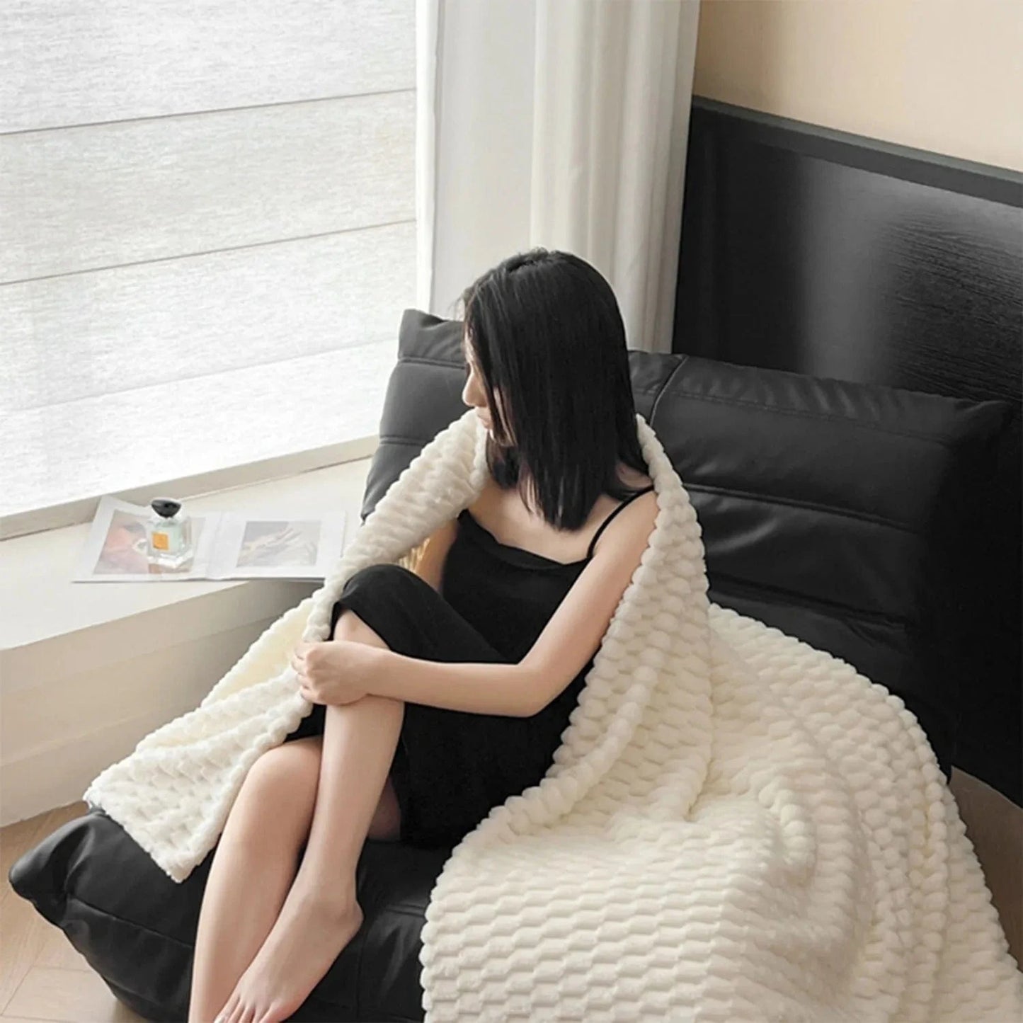 White / 100x150cm plaid blanc