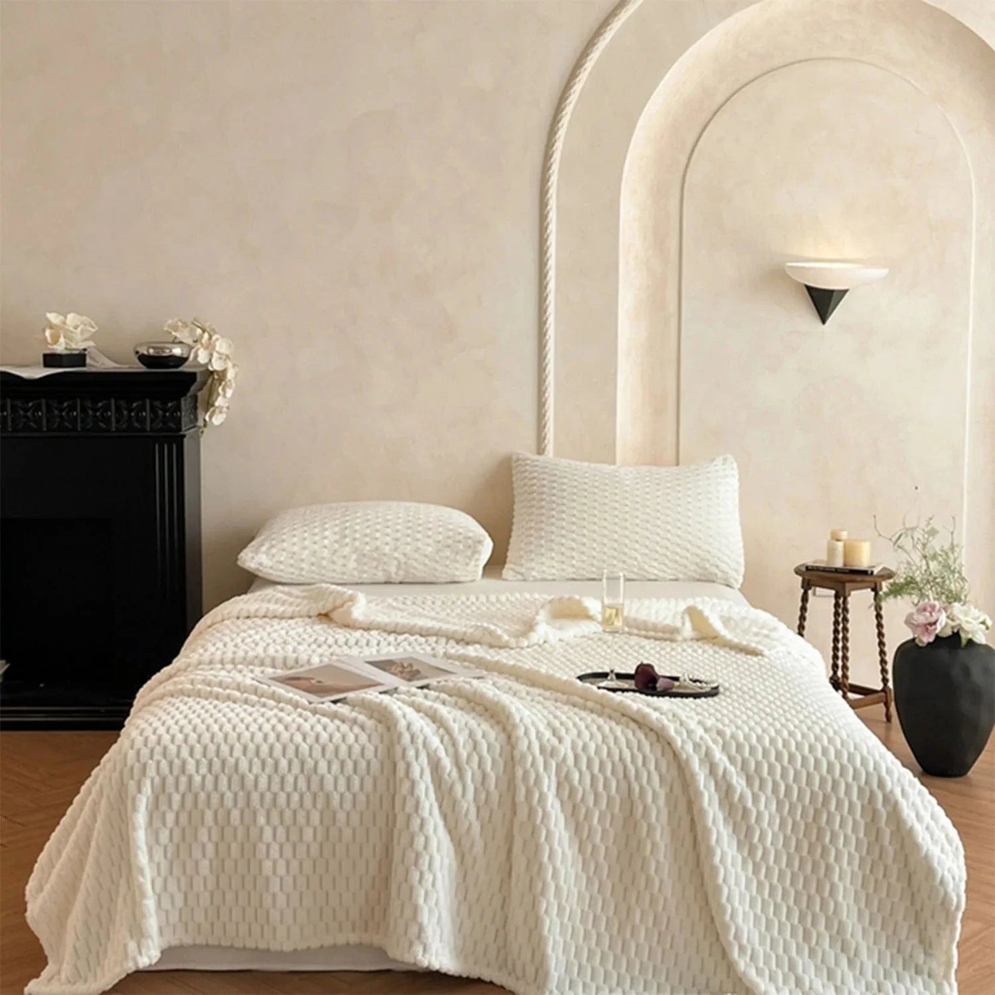 White / 100x150cm plaid blanc