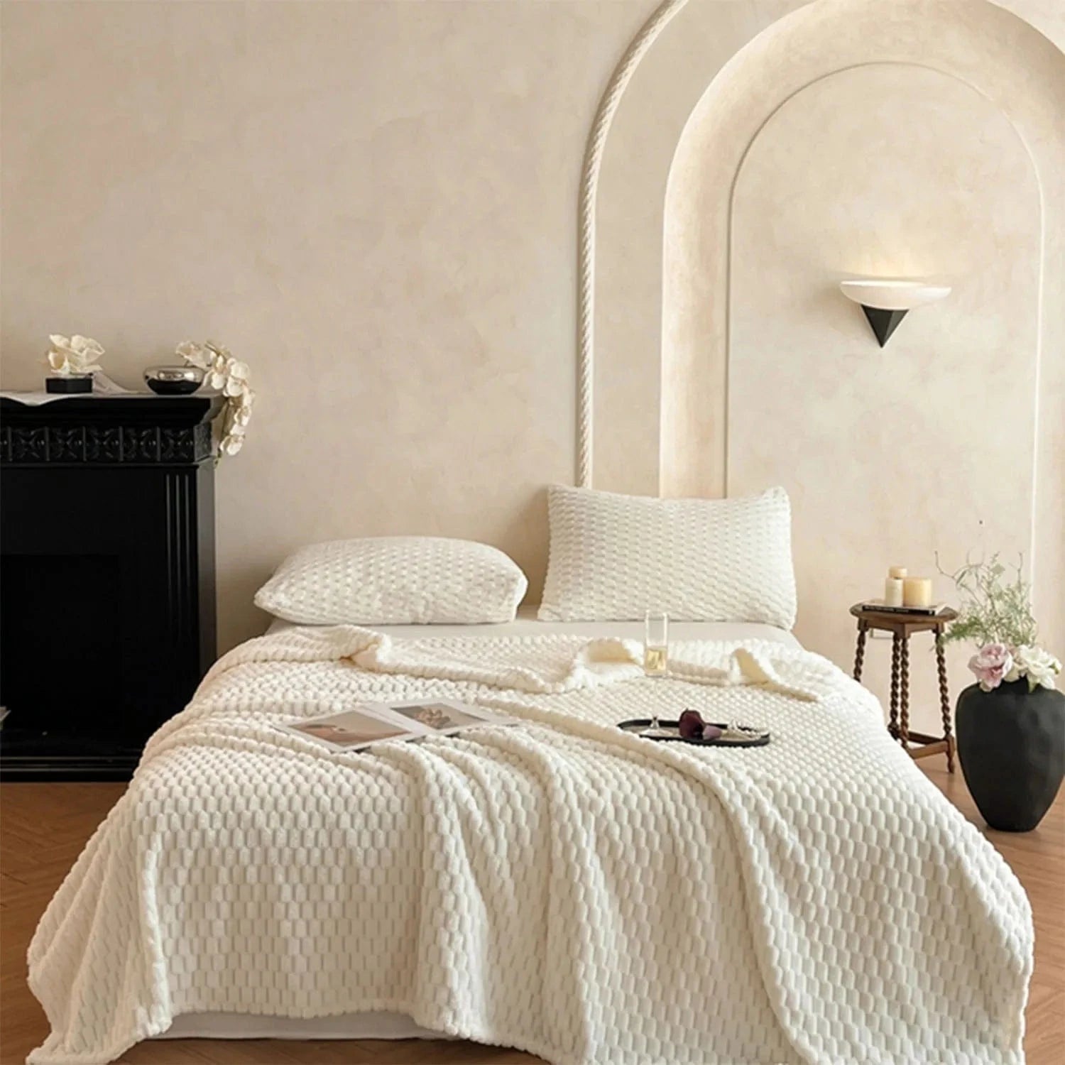 White / 100x150cm plaid blanc