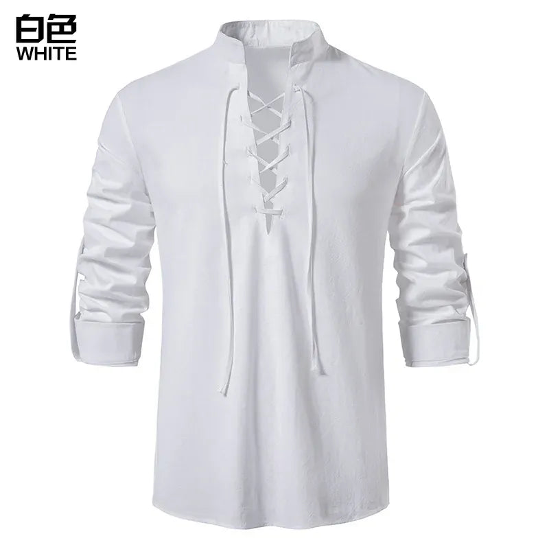 white / S Chemise Médiéval à Lacet
