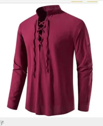 Wine red / L Chemise Médiéval à Lacet